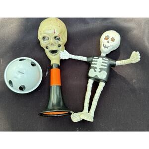 Vtg HALLOWEEN SPOOKY HORN & Hallmark Skeleton -Horn Makes Small Noise